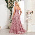 High Quality Sexy Pink Flower Embroidery Maxi Dress Straps Split Sleeveless A Line Floor Length Party Evening Gown 2025