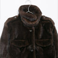 Women's Brown Faux Fur Cropped Jacket Fashion Stand Collar Single Breasted Pocket Casual Coat Lady 2026 Spring Chic Outerwear