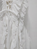 Solid Spliced Folds Slimming Mini Dresses for Women V Neck Long Sleeve Chic Elegant Coats Female Fashion Style