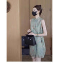 Olive Girl Green Embroidered Qipao for Ren Faire 2026 Garden Wedding Fairycore Photoshoot Everyday Wear S-XXXL XS-3XL Plus Size Hand Embroidered Romantic Garden Party Editorial Not Costume Qipao Cheongsam Chinese Dress Chinese Heritage Fashion Women