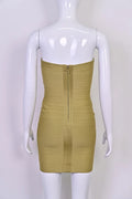 Luxury Strapless Striped Bandage Evening Dress Women Wedding Party Club Vestidos Slim Elastic Knitted Green Dresses