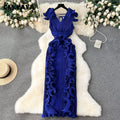 Women Ruffles Splicing V-neck Sleeveless Bodycon Midi Pleated Maxi Long Dress  Birthday Sexy Club Party Even Dresses