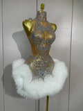 Diamonds Mesh Sexy See Through Cocktail Mini Dress Women Eveing Luxury Birthday Party Singer Nightclub Show Stage Costume