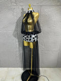 Women Sheer Mesh Rhinestone Skirt Long Tulle TrainSexy Costume For Club Party Stage ShowEvening Performance Events