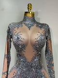 Sparkly Rhinestones Jumpsuit Fashion Sexy Stretch Dance Costume Nightclub Bodysuit Birthday Outfit Evening Party Leggings