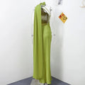 Solid Slimming Chic Dresses for Women Shawl Collar Sleeveless Off Shoulder High Waist  Long Dress Female