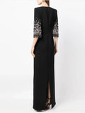 2026 New Arrivals Spring Fashion Heavy Industry Beaded Diamond Slim Midi Dress Women's Half Sleeve Female Vestidos