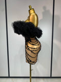 Women Sexy Strapless Backless Black Diamond Mini Dress Evening Party Birthday Costume Nightclub Singer Stage Performance Costume