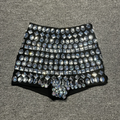 New Ladies Sparkling Luxury Crystal Backless Strapless Crop Top Diamond High Waisted Skirt Empire Shorts Women Set