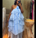 Women Sleeveless Ruffles Loose Ball Gown Smock Strap Maxi Long Sexy Dress 2025 Birthday Vacation Party Dresses Vestidos
