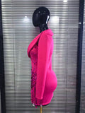 Women Long Sleeve Shining Beading Sequins Sexy V-Neck Bodycon Slim Mini Dress Bar Singer Celebrate Nightclub Party Outfit