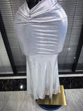 Luxury Women Sparkly Crystal Mesh See Through 2 Pieces Long Gowns Dress Elegant Evening Party Celebrity Red Carpet Outfit