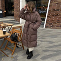 Warm Stand Neck Cotton Long Coats Women Elegant Single Breasted Zipper Belt Lace Up Outwear Female Winter Chic High Streetwear