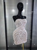 White Black Color Women Sexy Strapless Shining Crystal Bodycon Mini Dress Celebrate Evening Party Birthday Outfit Wholesale