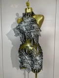 2026 NEW Women Sexy Mesh See Through Pearl Lace Party Mini Dress Celebrate Birthday Photo Shoot Wear Performance Stage Costume