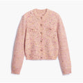 Women Crew Neck Knit Cardigan Single‑Breasted Metal Buttons Long Sleeve Cropped Sweater Coat Pockets Casual Knitwear Outerwear