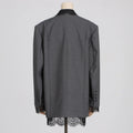 Chic Solid Spliced Lace Edge Blazers for Women Notched Collar Long Sleeve Temperament Designer Coats Female Clothes Style