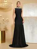 2026 New Diamond Turtleneck Bodycon Long Dress Women Sleeveless Patchwork Elegant Evening Birthday Party Dinner Wedding Gowns