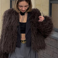 Fashion Tassels Faux Fur Coat Women Winter New Stylish Chic Fluffy Fur Jacket Girls Thick Furry Overcoat