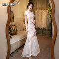 Olive Girl Pink Embroidered Qipao for Garden Wedding 2026 Fairycore Photoshoot Everyday Wear S-XXL XS-3XL Plus Size Embroidered Romantic Garden Party Editorial Not Costume Qipao Cheongsam Chinese Dress Chinese Heritage Fashion Women