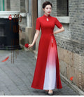 Autmn Winter New Vietnam Aodai Traditional Chinese Improved Qipao Women Embroidery Cheongsam Dress Banquet Evening Dress