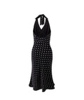 Polka Dot Hanging Neck Long Dress Women Elegant Strapless Sexy Lace-up Sleeveless Backless Fashion Club Party Dresses