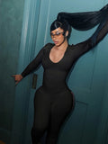 Cross Bandage Hollow Design Jumpsuits Woman o-Neck Full Sleeve Backless Skinny Peach Hip Sexy Club Party Overalls
