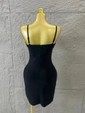 Elegant Black Bodycon Dress with Pearl Embellishments and Tulle Rose Bustier Ideal for Women Formal Event Evening Party