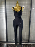 High Quality Women Sleeveless Sexy V-Neck Bodycon Bandage Long Jumpsuit Fashion Celebrate Evening Party Birthday Wear
