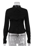 Elegant Buttons Women Shirts Lapel Collar Long Sleeve Chic Fitted Shirt for Daily Commute Wear Fashion Autumn New