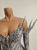 Luxurious, personalized, and glittering sequin-adorned high-waisted one-piece  suitable for singers, dancers and club-goers.