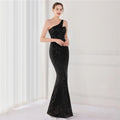 High Quality Women Design Maxi Dress Sexy One Shoulder Sequin Evening Dress Party Night Elegant Long Prom Dress Vestidos