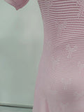 Knitted Two Piece Set for Women O Neck Spliced Beading Short Sleeve High Waist Mini Dress with Sling Solid Outfit Female New
