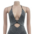 Sexy Evening Rhinestone Maxi Dress Glitter Bodycon Club Birthday Party Dress Women Backless Birthday Long Prom Vestidos