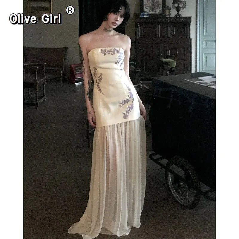 Olive Girl White Romantic Dress for Garden Wedding 2026 Fairycore Photoshoot S-XL XS-3XL Plus Size Romantic Garden Party Editorial Not Costume Dress Chinese Heritage Fashion Women