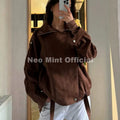 Autumn New Brown Oversized Suede Jacket Women Chic Brand Fashion Design Loose Shaggy Jackets Coat Motorcycle Outerwears