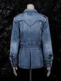 Personalized Street Denim Jacket 2025 New Fashion Ruffled Edge Single Breasted Lapel Denim Coat For Women Jeans