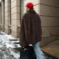 2026 Winter Faux Fur Coat Women Brand Fashion Fluffy Fox Fur Outerwear Overcoat Girl Street Style Furry Warm Jacket