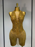 Women Sexy See Through Stretch Bodysuits Birthday Dancer Performance Wear Mesh Luxury Rhinestone Nightclub Hotwife Outfit