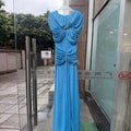 Elegant Light Luxury Maxi Dress for Women Cape Sleeve Cutout Twist Waist Long Gown for Celebrity Formal Dinner Party Outfit