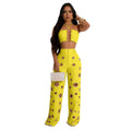 Women Set Sleeveless Strapless Tops +Wide Leg Pants Two 2 Piece Set Hole Hollow Out Outfit Summer Sexy Street Tracksuit