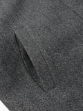 Gray Minimalist Woolen Coat for Women Stand Collar Long Sleeve Pathowrk Single Breasted Loose Casual Jacket Female