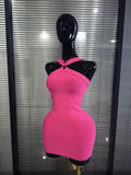 Rosered Black Women Sexy Halter Off the Shoulder Bodycon Mini Bandage Dress Nightclub Party Celebrate Birthday Cocktail Outfit