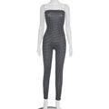 Sexy Polka Dot Print Jumpsuit Women Strapless Skinny Midnight Tight Stretch Workout Activity Hipster Skinny Overalls
