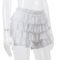 Fungus Trim 2Piece Sets Female Long Sleeve Straps Square Collar Tops+Tierred Short Skirts Elastic Waist Matching Suit