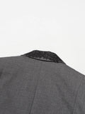 Chic Solid Spliced Lace Edge Blazers for Women Notched Collar Long Sleeve Temperament Designer Coats Female Clothes Style