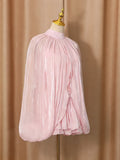 Chic Birthday Party Pink Pleates Ruffled Mini Dress for Women Strapless Design Shiny Fabric with Smock for Stylish Outings