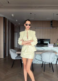 Women Light Beige Faux Croc Two‑piece Suit Set Matching Skirt Co‑ord Chic Leather Texture Office Business Autumn Street Outfits