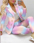 Elegant INS Paisley Butterfly Blazer Suit and Pants Two 2 Piece Set  Women 2022 Autumn Winter Street Outfit Tracksuit