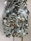 Sexy Shiny Round Sequins Halter Backless Mesh Mini Dress Women Celebrate Eveing Party Club Luxury Birthday Nightclub Stage Wear